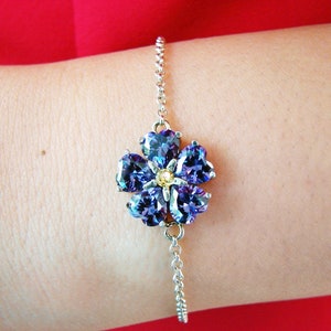 Forget me Not Flower Bracelet Sterling Silver 925, Armenian Symbol, Anmoruk - Armenian Handmade Jewelry, Gift for Her