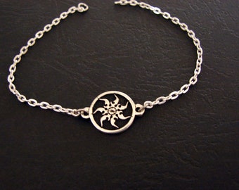 Bracelet Sun and Wheel of Eternity, Sterling Silver 925, Silver Charm Bracelet, Armenian Handmade Jewelry