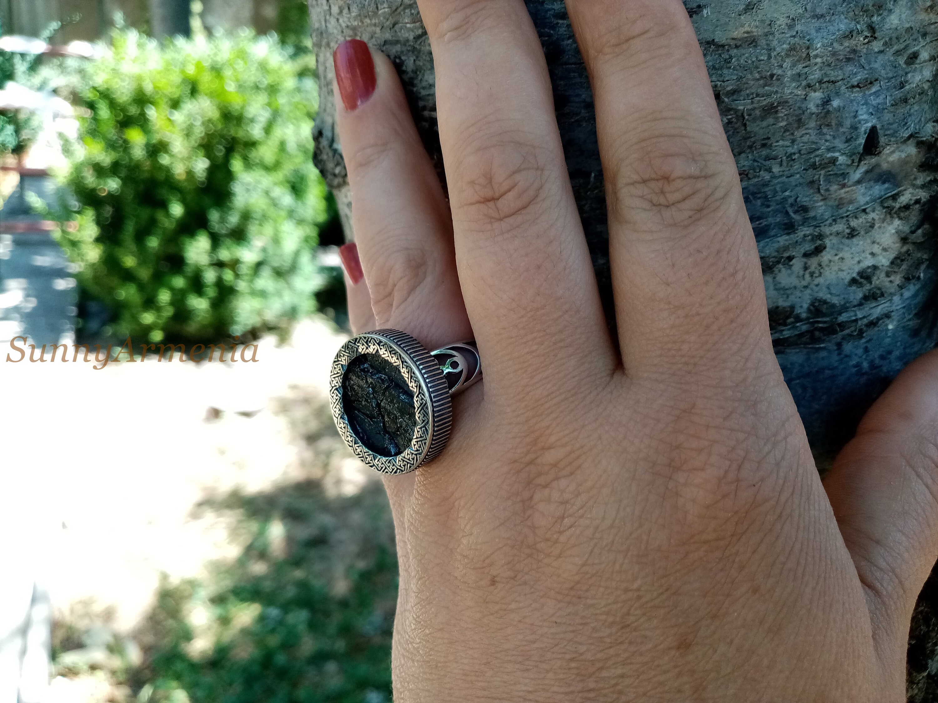 Runder Schwarzer Obsidian Ring Sterling Silber 925 | Etsy