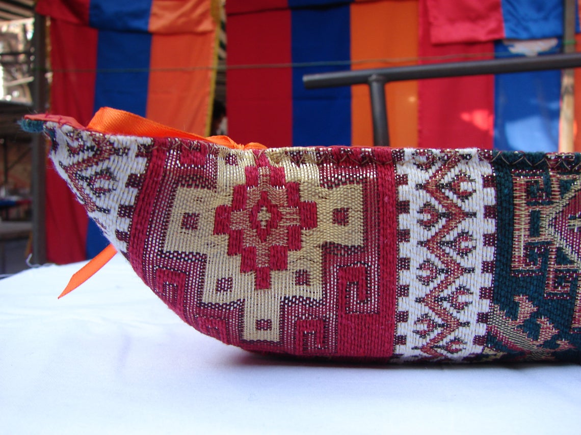 Handmade Fabric Bread Basket Armenian Carpet Ornament Folding - Etsy