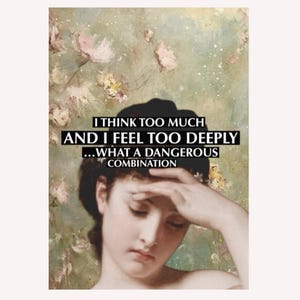 Postkarte Statement, Spruch, A6, Naturpapier, I think too much