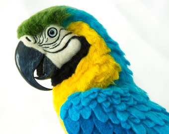 Made to Order Needle Felted Large Parrot: Custom needle felted animal sculpture