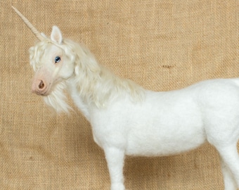 Made to Order Needle Felted Unicorn: Custom needle felted animal sculpture