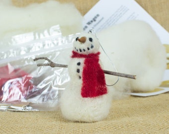 Needle Felted Snowman Ornament Kit