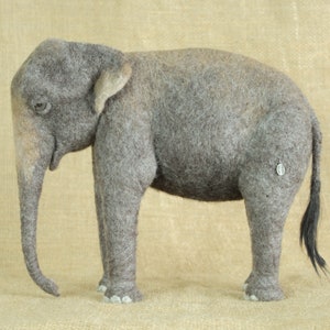 Made to Order Needle Felted Asian Elephant: Custom needle felted animal sculpture