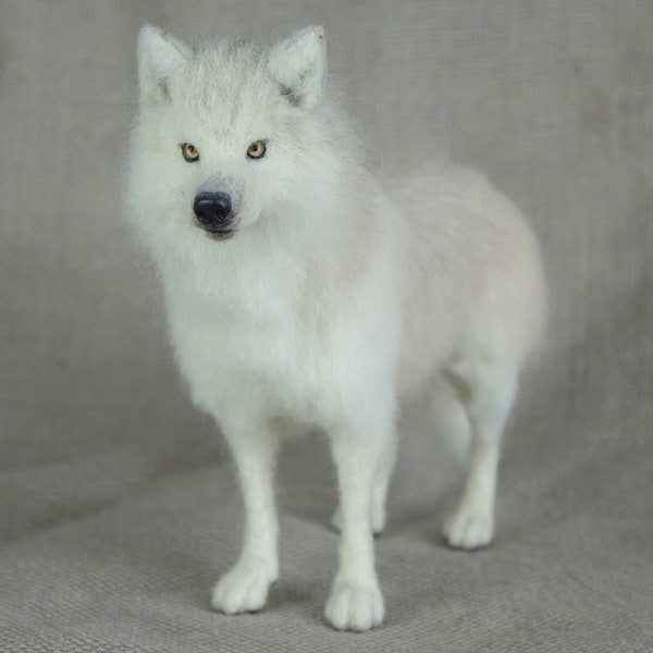 Made to Order Needle Felted Wolf: Custom needle felted animal sculpture