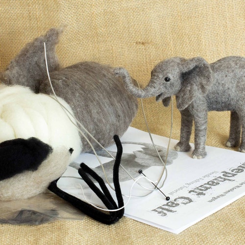 Needle Felted Elephant Calf Kit and Tutorial Etsy