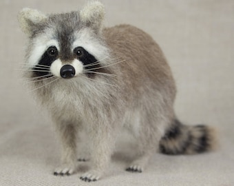 Made to Order Needle Felted Raccoon: Custom needle felted animal sculpture