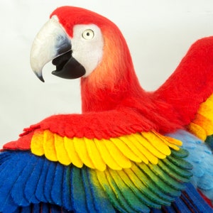 Made to Order Needle Felted Macaw: Custom needle felted animal sculpture
