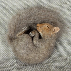 Made to Order Needle Felted Mini Sleeping Squirrel: Custom needle felted animal sculpture