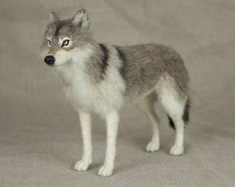 Made to Order Needle Felted Wolf: Custom needle felted animal sculpture