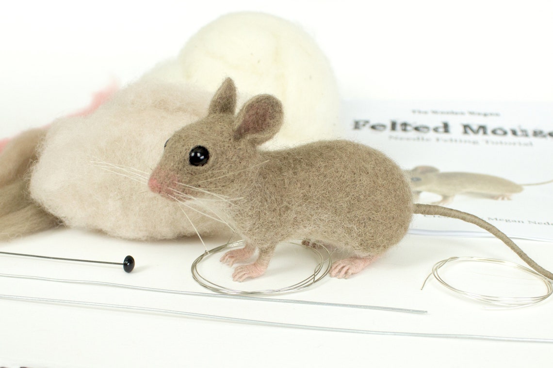 Needle Felted Mouse Kit and Tutorial Etsy