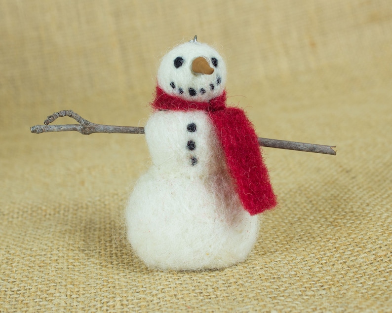 Needle Felted Snowman Ornament Kit Etsy