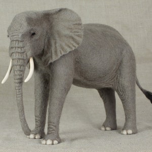 Made to Order Needle Felted African Elephant: Custom needle felted animal sculpture