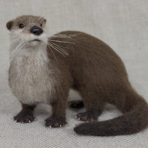 Made to Order Needle Felted River Otter: Custom needle felted animal sculpture