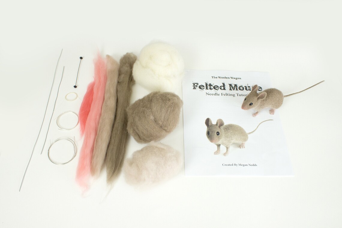 Needle Felted Mouse Kit and Tutorial Etsy