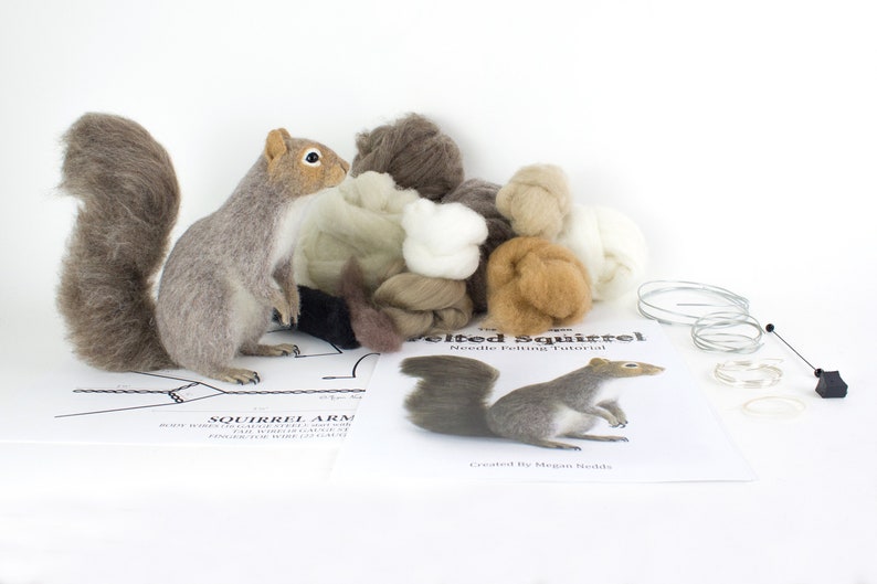 Needle Felted Squirrel Kit and Tutorial Etsy