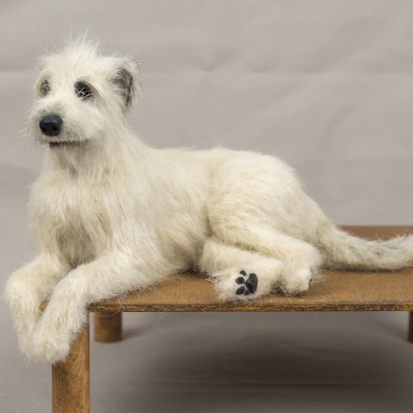 Made to Order Needle Felted Irish Wolfhound Dog: Custom needle felted animal sculpture