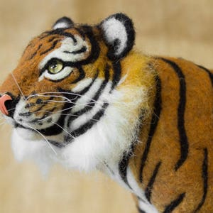 Made to Order Needle Felted Tiger: Custom needle felted animal sculpture