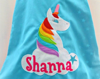 Personalised Rainbow Unicorn Superhero Cape and Mask Costume