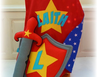 Personalized Felt Superhero Costume Set, Cape, Mask & Shield
