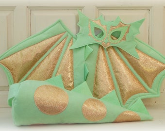 Glitter felt dragon dress up wings, tail and mask