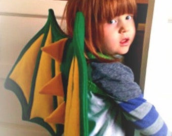 Felt dress up dragon wings green and yellow