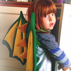 Felt dress up dragon wings green and yellow