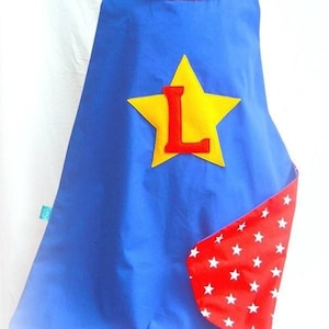 Personalised superhero cape blue and red stars