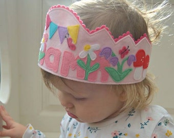 Personalised garden party birthday crown