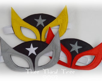 Handmade Felt Superhero Mask with Velcro Strap