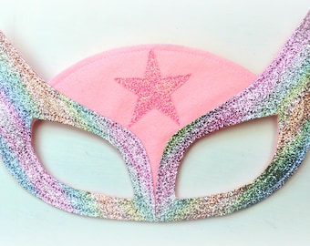 Pink glitter sparkly mask