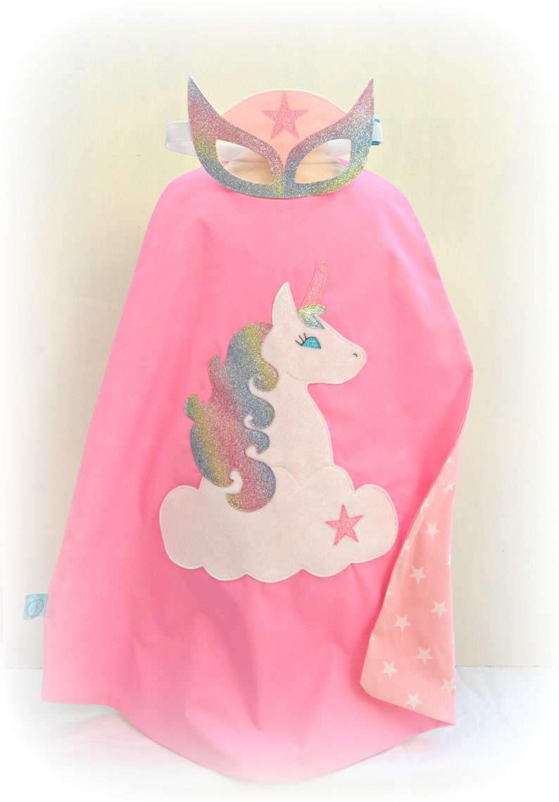 Rainbow unicorn superhero cape and mask set image 1