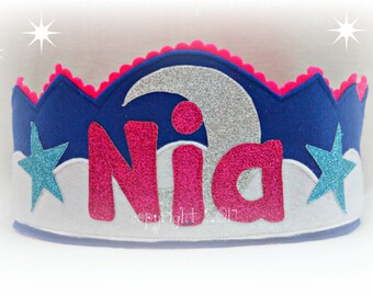 Magical moon and stars personalised birthday crown