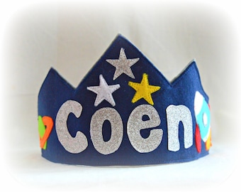 Personalised felt rocket space theme birthday crown