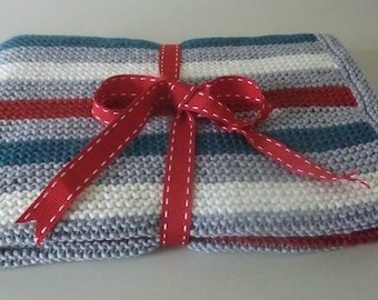 Knitting Pattern for Stripe Baby Blanket