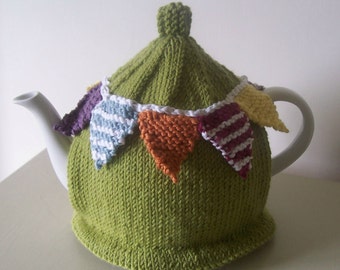 Knitting Pattern for Summer Bunting Tea Cosy