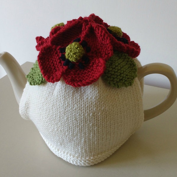 Knitting Pattern for Poppies Tea Cosy