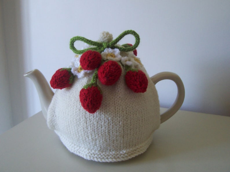 Knitting Pattern for Strawberry Fields Tea Cosy Knitting Pattern image 1