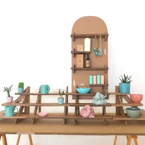 Oslo Set – Cardboard Countertop Display with Shelves and Steps – Eco Modular Tabletop Stand for Fairs, Shops & Craft Shows