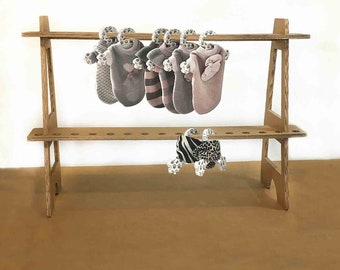 Kartonnen display voor hondenkleding, tafelstandaard voor displays, displaystandaard met planken en gaten om op te hangen