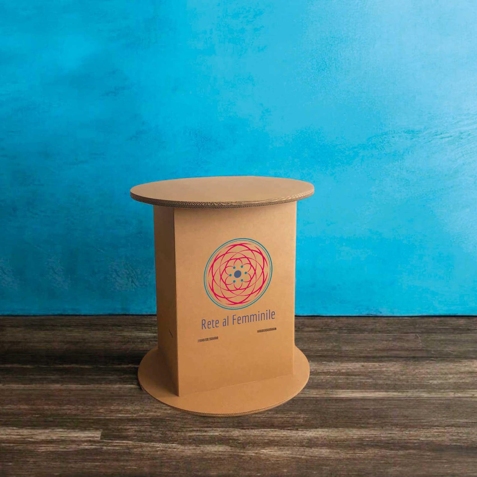 Sleek Round Cardboard Display Table With Branded Front -gift Wrapping ...
