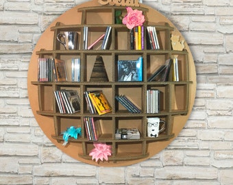 Funko pop display, Floating shelves, circular wall shelf, decorative shelf, ledge shelf, cardboard furniture, upcycled furniture