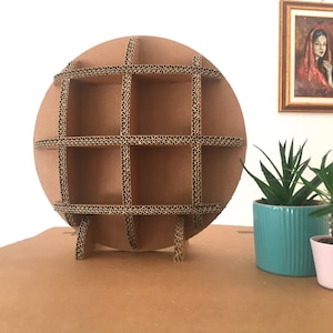 Moon shelf tabletop, Cardboard display risers, geometric shelf, candle display, soap display, altar shelf