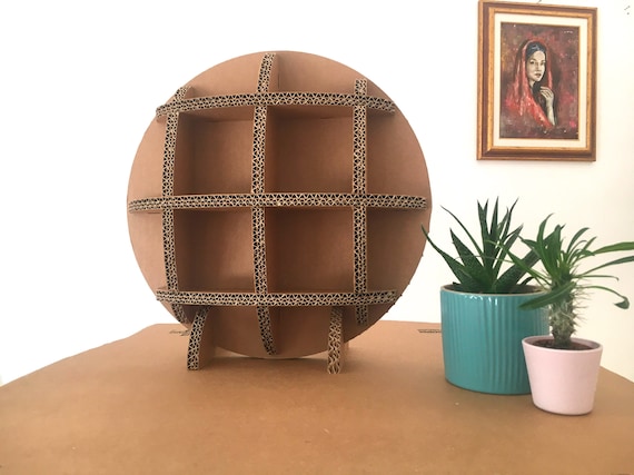 Moon Shelf Tabletop, Cardboard Display Risers, Geometric Shelf