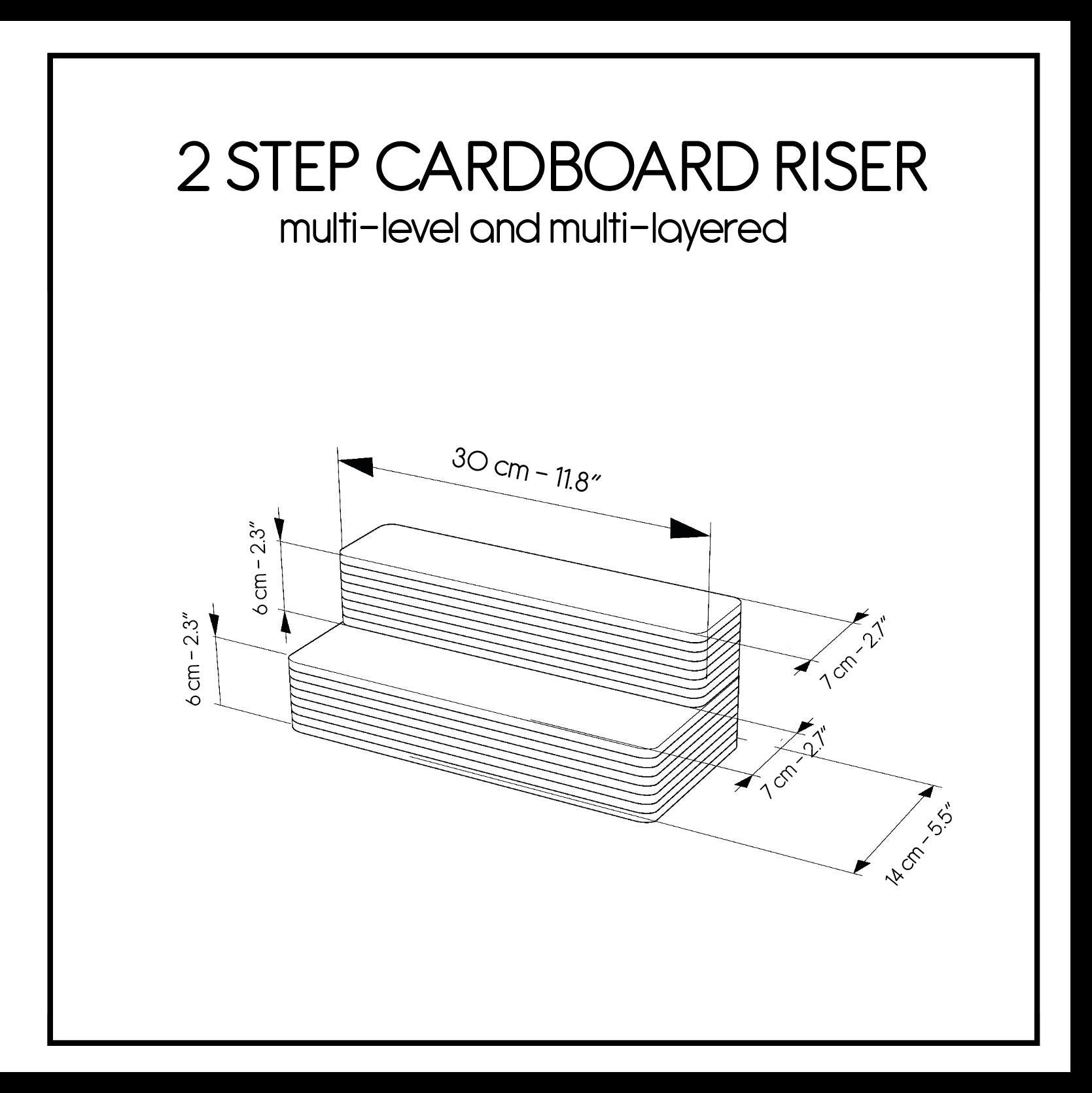 Freeman Cardboard Risers 2 Step Cardboard Riser – Eco Display Stand With Visible Waves, Modular ...