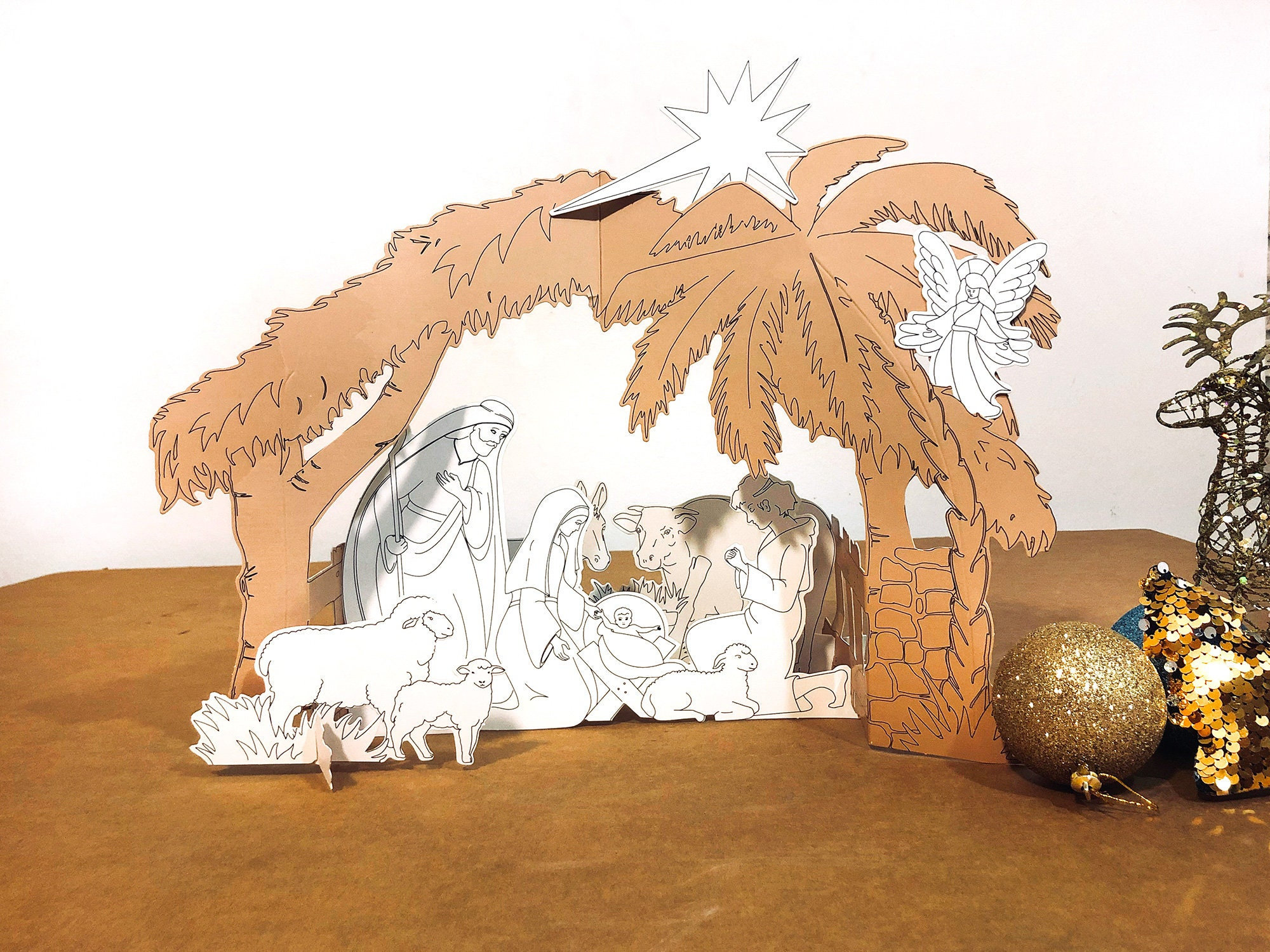 Décoration De Noël Crèche 2D à Suspendre - Ornement Acrylique Creux, Scène De Nativité, Pour Sapin Ou Rétroviseur - 4