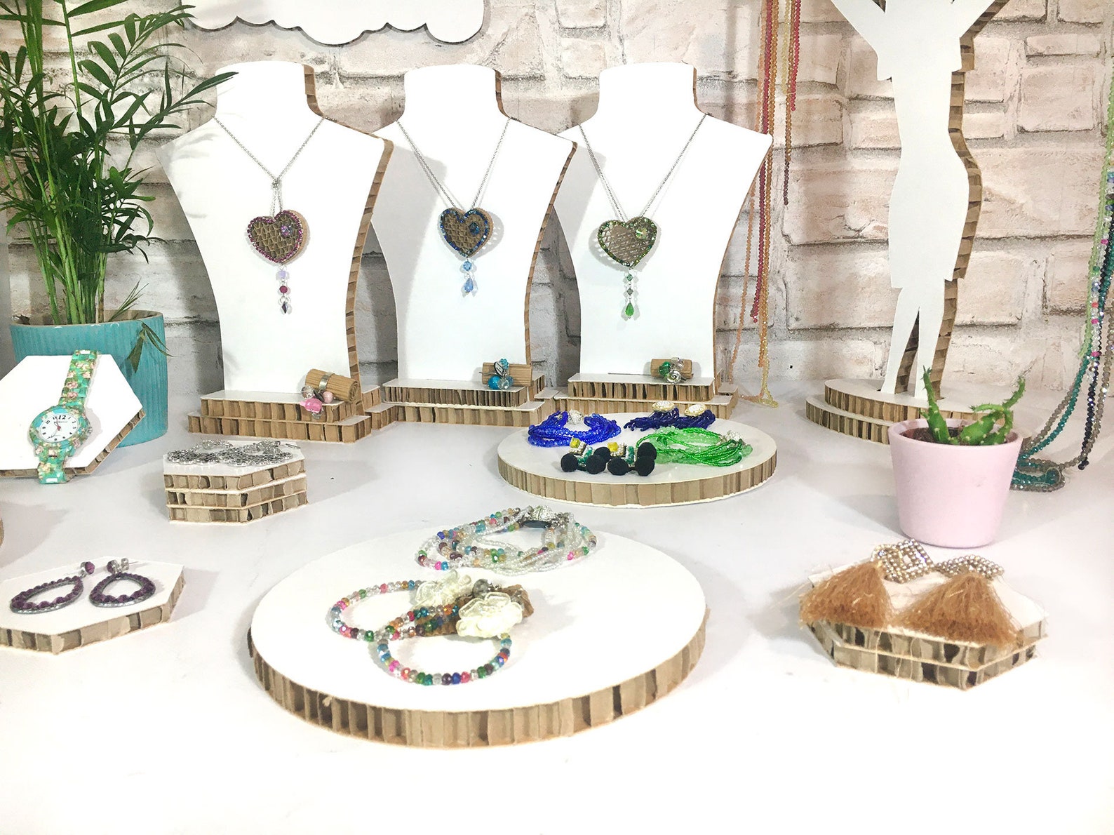 White Jewelry Display Set Cardboard Jewelry Holder Jewelry Etsy