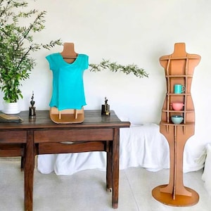 Full size cardboard mannequin with shelves – torso or with stand – boutique & fair display – eco sustainable, Made in Italy
