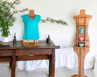 Full size cardboard mannequin with shelves – torso or with stand – boutique & fair display – eco sustainable, Made in Italy